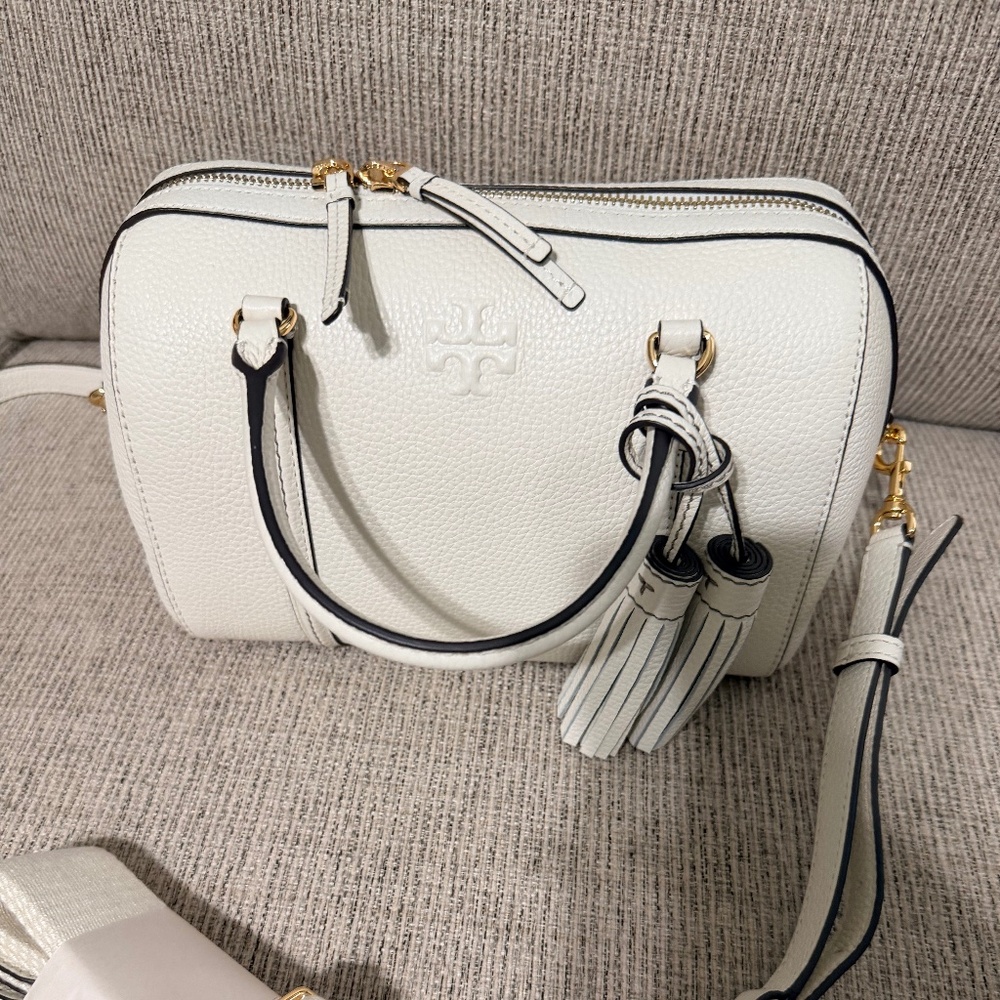Tory Burch Leather Satchel -White